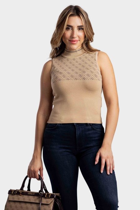 Guess SL RN Lise 4G Top Dames Beige - Maat M - Kleur: BeigeBruin | Soccerfanshop