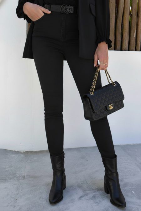 High Waist Stretch Skinny Jeans Black FMH