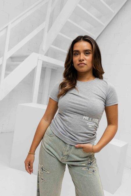 Hillside Stripe T-Shirt Dames Grijs - Maat M - Kleur: Grijs | Soccerfanshop