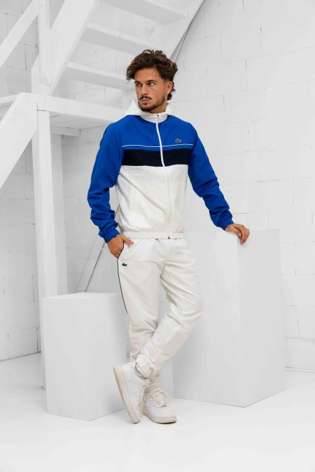 Lacoste Diamond Trainingspak Heren Wit/Blauw - Maat XXL - Kleur: WitBlauw | Soccerfanshop