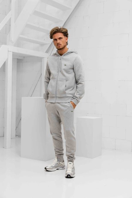 Lacoste Hooded Zipper Trainingspak Heren Grijs - Maat XL - Kleur: Grijs | Soccerfanshop