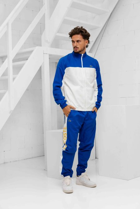 Lacoste Sport Print Trainingspak Heren Wit/Blauw - Maat XL - Kleur: WitBlauw | Soccerfanshop