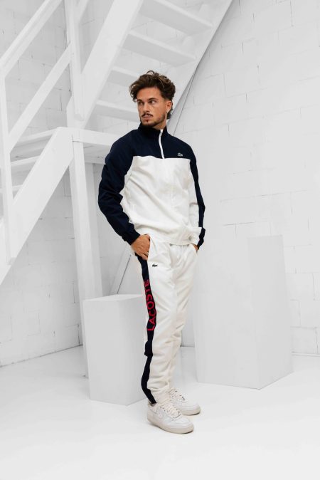 Lacoste Sport Print Trainingspak Heren Wit/Donkerblauw - Maat XL - Kleur: DonkerblauwWit | Soccerfanshop