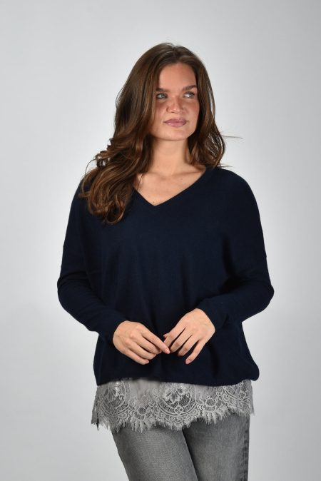 Les Tricots de Lea trui Monjakoe 37049 marine