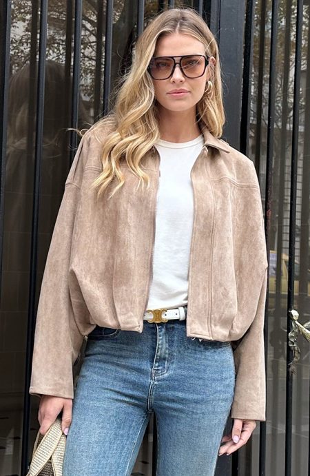 Limited Oversized Suede Jacket Beige