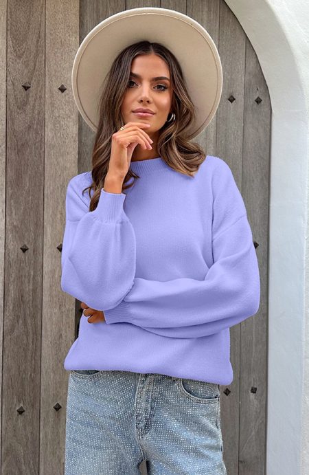 Luxury Soft Trui Wijde Mouw Lila