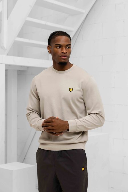 Lyle & Scott Neck Fly Fleece Sweater Heren Beige - Maat XXL - Kleur: Beige | Soccerfanshop