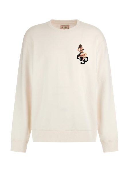 Guess Eco Roy Pinup Sweater Heren Wit - Maat XL - Kleur: Wit | Soccerfanshop