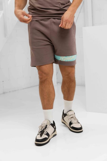 Malelions Captain Korte Broek Heren Bruin/Lichtblauw - Maat M - Kleur: LichtblauwBruin | Soccerfanshop