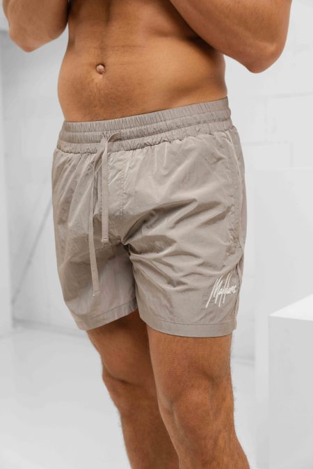 Malelions Crinkle Nylon Zwembroek Heren Lichtbruin - Maat L - Kleur: Taupe | Soccerfanshop