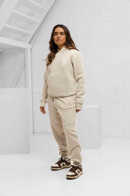 Malelions Essentials Trainingspak Dames Beige - Maat XS - Kleur: Beige | Soccerfanshop