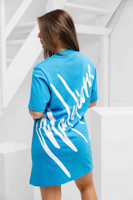 Malelions Firma T-Shirt Dress Dames Blauw - Maat XL - Kleur: Blauw | Soccerfanshop