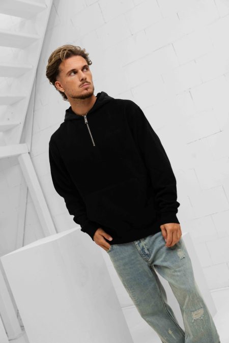 Malelions Fleece Nylon Half Zip Hoodie Heren Zwart - Maat XL - Kleur: Zwart | Soccerfanshop
