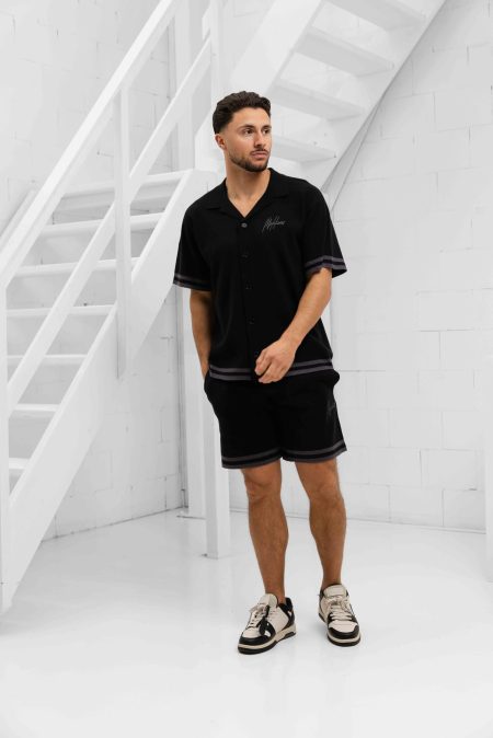 Malelions Knitted Camp Collar Zomerset Heren Zwart - Maat XXL - Kleur: Zwart | Soccerfanshop