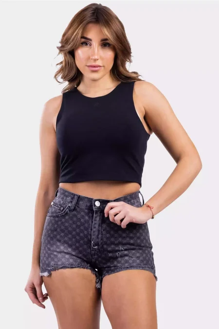Malelions Motif Crop Top Dames Zwart - Maat S - Kleur: Zwart | Soccerfanshop