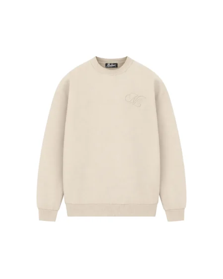 Malelions Oversized Emblem Knitted Sweater Heren Beige - Maat L - Kleur: Beige | Soccerfanshop