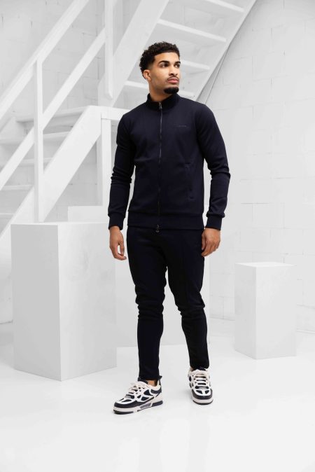 Malelions Pique Zip Trainingspak Heren Donkerblauw - Maat L - Kleur: Donkerblauw | Soccerfanshop