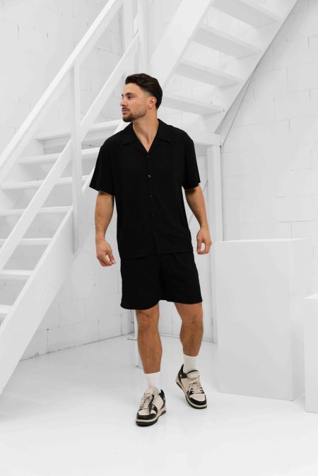 Malelions Seersucker Zomerset Heren Zwart - Maat L - Kleur: Zwart | Soccerfanshop