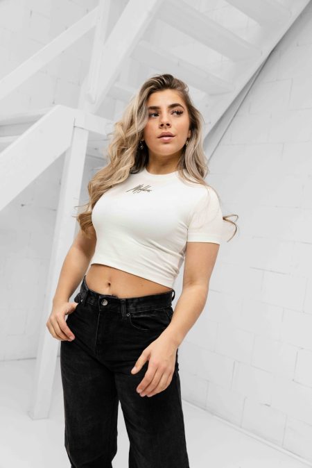 Malelions Signature Crop Top Dames Gebroken Wit - Maat XL - Kleur: Wit | Soccerfanshop