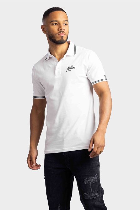 Malelions Signature Polo Heren Wit/Zwart - Maat XL - Kleur: WitZwart | Soccerfanshop