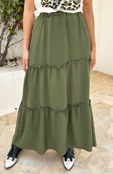 Maxi Rok Ruffle Army