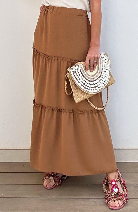 Maxi Rok Ruffle Camel