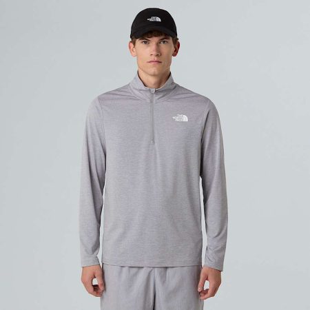 The North Face 24/7 T-shirt Met Lange Mouwen En Kwartrits Voor Heren Tnf Pale Grey Heather male