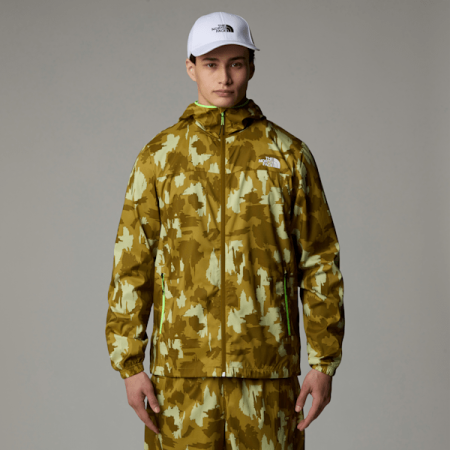 The North Face Mountain Athletics-windjas Met Capuchon En Print Voor Heren Amber Green Painted Mountains Print male