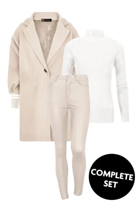 Musthave Deal Complete Set Stripe Coat Beige