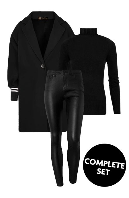 Musthave Deal Complete Set Stripe Coat Zwart
