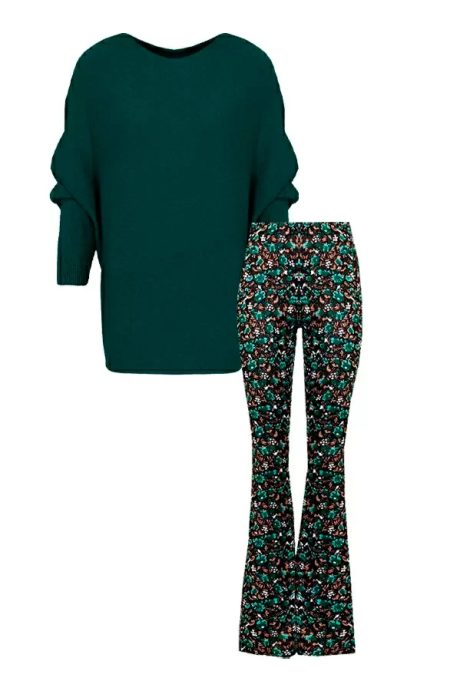 Musthave Deal Flared Broek Wild Flower + Soft Trui