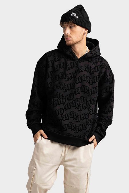 My Brand All Over Flock Branding Hoodie Heren Zwart - Maat XL - Kleur: Zwart | Soccerfanshop