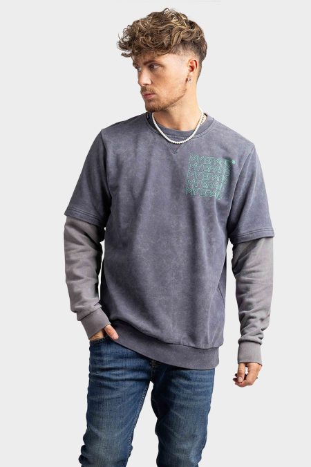 My Brand Outlined Trui Heren Grijs - Maat S - Kleur: Grijs | Soccerfanshop