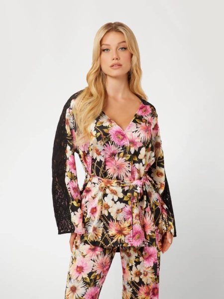 Rose-Kimono Met Bloemen