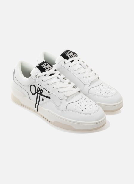 Off The Pitch Fullstop Soft Action Leather Sneakers Heren Wit/Zwart - Maat 46 - Kleur: WitZwart | Soccerfanshop