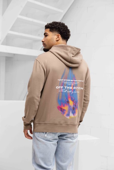 Off The Pitch Burning Flower Hoodie Heren Bruin - Maat M - Kleur: Bruin | Soccerfanshop