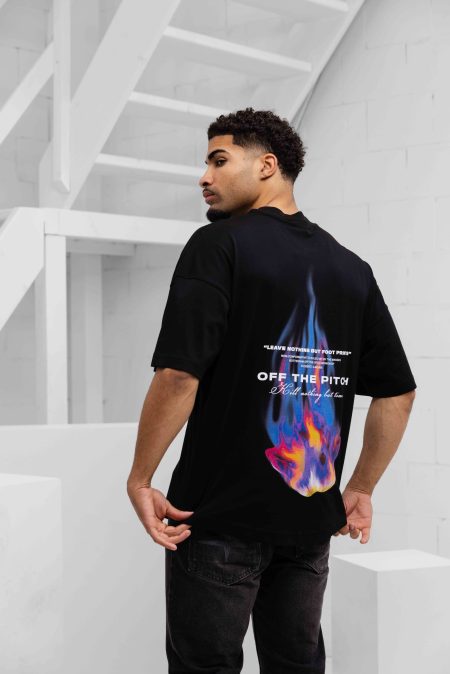 Off The Pitch Burning Flower T-Shirt Heren Zwart - Maat M - Kleur: Zwart | Soccerfanshop