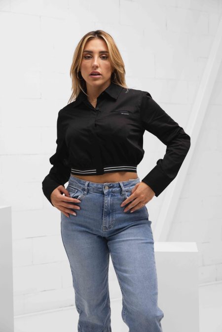 Off The Pitch Cropped Hemd Dames Zwart - Maat L - Kleur: Zwart | Soccerfanshop