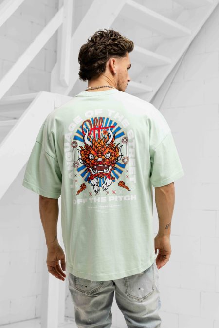 Off The Pitch Dragon Oversized T-Shirt Heren Groen - Maat XXL - Kleur: Groen | Soccerfanshop