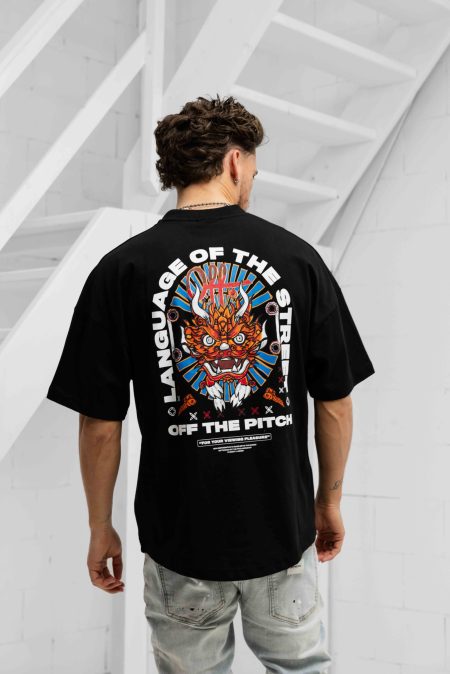 Off The Pitch Dragon Oversized T-Shirt Heren Zwart - Maat XXL - Kleur: Zwart | Soccerfanshop