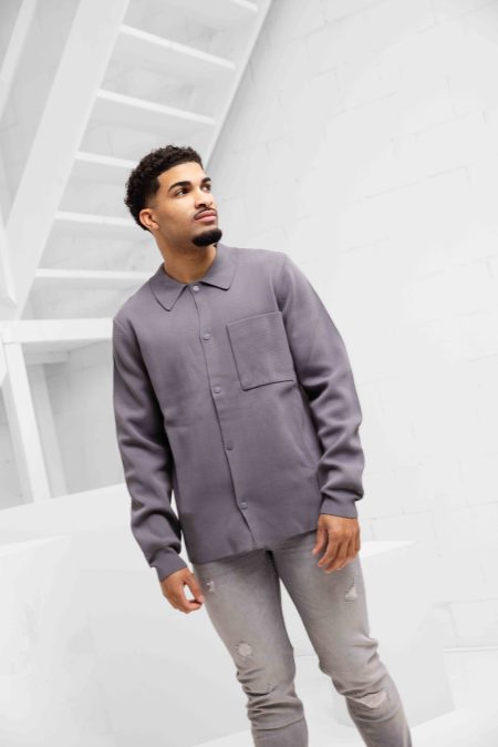 Off The Pitch Flat Knit Tailored Overshirt Heren Grijs - Maat M - Kleur: Grijs | Soccerfanshop