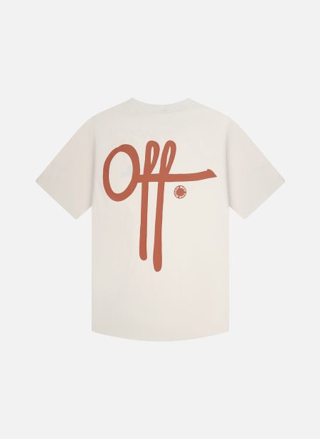 Off The Pitch Fullstop Slim Fit T-Shirt Heren Gebroken Wit/Oranje - Maat XXL - Kleur: Gebroken WitOranje | Soccerfanshop
