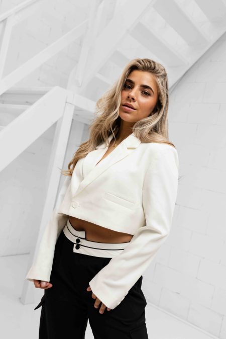 Off The Pitch Lana Cropped Blazer Dames Wit - Maat XL - Kleur: Wit | Soccerfanshop