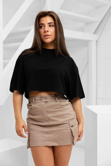 Off The Pitch Lana Cropped T-Shirt Dames Zwart - Maat XL - Kleur: Zwart | Soccerfanshop