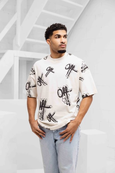 Off The Pitch Off Mark Oversized T-Shirt Heren Gebroken Wit - Maat M - Kleur: Gebroken Wit | Soccerfanshop