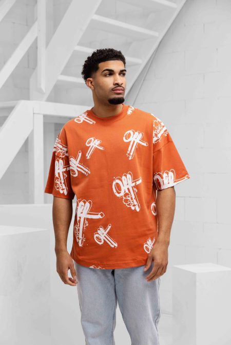 Off The Pitch Off Mark Oversized T-Shirt Heren Oranje - Maat S - Kleur: Oranje | Soccerfanshop