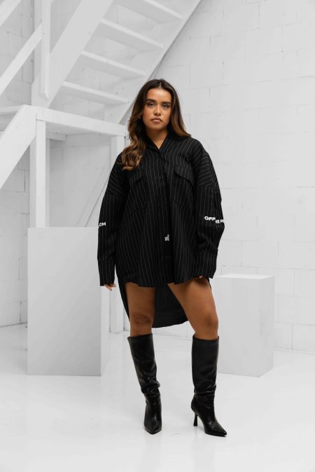 Off The Pitch Oversized Stripe Shirt Dames Zwart - Maat XS - Kleur: Zwart | Soccerfanshop