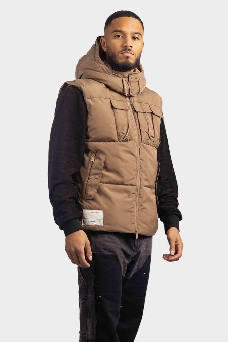 Off The Pitch Padded Bodywarmer Heren Beige/Bruin - Maat M - Kleur: BeigeBruin | Soccerfanshop