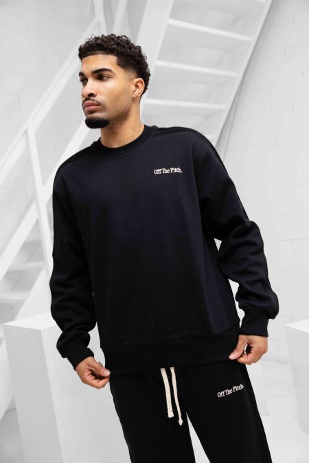 Off The Pitch Raw Edge Panel Sweater Heren Zwart - Maat L - Kleur: Zwart | Soccerfanshop