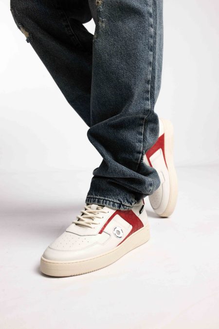 Off The Pitch Sky Force Sneakers Heren Wit/Rood - Maat 46 - Kleur: RoodWit | Soccerfanshop